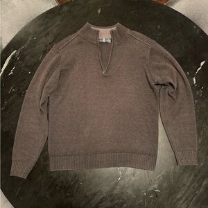 Oscar de la Renta Dark Gray Quarter Zip Sweater